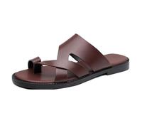 Sandali Ortopedici da Uomo, Sandali Estivi da Uomo in Pelle Slip-on alla Moda con Dita Divise per Correggere L'alluce Valgo, Infradito Sportive Impermeabili Ed Eleganti per Esterni(Dark Brown,48 EU)