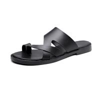 Sandali Ortopedici da Uomo, Sandali Estivi da Uomo in Pelle Slip-on alla Moda con Dita Divise per Correggere L'alluce Valgo, Infradito Sportive Impermeabili Ed Eleganti per Esterni(Black,43 EU)