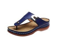 Sandali Ortopedici Donna Alluce Valgo, 2022 Nuove Punta a Clip Infradito da Spiaggia Donna con Zeppa, Ortopedici Supporto per Arco Ciabatte, Punta Aperta Eleganti Sandali, Tra(Size:38EU,Color:blu)