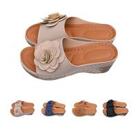 Sandali Ortopedici Donna Estate Confortevoli Mule Zeppe Punta Aperta Piattaforma Sandali Antiscivolo Vintage Nudo Piedi Pantofole Scarpe da Spiaggia, Colore: beige., 43 EU