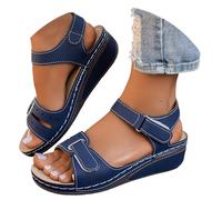 Sandali Ortopedici Donna Estive Eleganti Sandali Donna Con Strappo Leggere Comodi Cuoio Artificiale Sandalo Con Zeppa Vintage Moda Scarpe Estivi Aperta Antiscivolo Sandalo Passeggio Sportivi Trekking