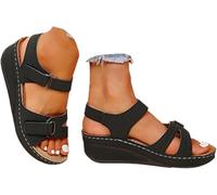 Sandali Ortopedici Donna Estive Eleganti Sandali Donna Con Strappo Leggere Comodi Cuoio Artificiale Sandalo Con Zeppa Vintage Moda Scarpe Estivi Aperta Antiscivolo Sandalo Passeggio Sportivi Trekking