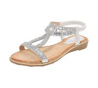 Sandali Ortopedici Donna Estive Sandali Donna Estive Eleganti Piatto Comodi Con Strass Boho Sandalo Argento Scarpe Estivi Aperta Ortopedici Spiaggia Mare Antiscivolo Gomma Suole D'Argento-C 41