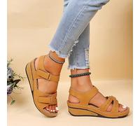 Sandali Ortopedici Donna Supporto per Arco Comodi Sandali Bocca di Pesce Zeppa Sandali Fascite Plantare per Piedi Piatti Scarpe da Spiaggia All'aperto Suola Morbida,Giallo,US6/EU37