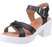 Sandali Ortopedici per Le Donne, Sandali da Tramonto da Donna, Sandali con Tacco Grosso, Moda Antiscivolo Comode Zeppe Solide Casual Scarpe Romane Sandali, Black a, 41 EU