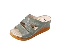 Sandali Ortopedico Donna Eleganti Offerta Sandalo con Punta Aperta Tomaia in Pelle Sandali con Zeppa Moda Scarpe Trekking Sportivi Shoes Antiscivolo Gomma Suole Ragazza Piscina Casa Mare Spiaggia
