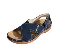 Sandali Ortopedico Donna Estive Comodi Eleganti Sandali Con Zeppa Vintage Traspirante Punta Aperta Scarpe Estivi Spiaggia Moda Sandalo Da Passeggio Supporto Arco Leggere Morbida Sandalo Da Mare