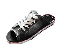 Sandali Pantofole da donna Open Toe Lace Up Sandali in tela piatti antiscivolo moda sandali estivi Y2K tinta unita Comfort Casual Sandalo ortopedico leggero vacanze spiaggia pantofole all'aperto