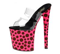 Sandali Peep Toe da Donna Tacco Alto 20CM Muli a Spillo Fashion Pink Wave Point Design Pompe Sexy Stripper Club Pole Scarpe da Ballo Taglia 35-46,Rosa,38 EU