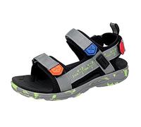 Sandali per bambini con fondo morbido, numero giorno, formula casual, sport, scarpe estive per bambini da 5 a 15 anni, Grigio, 30 EU