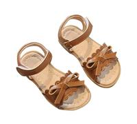 Sandali per bambini, da principesse, con bowknot per il tempo libero, piatti, antiscivolo, per bambini, con fondo morbido, estivi, vacanze, spiaggia, da ragazza, marrone, 27 EU