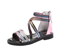 Sandali per bambini, estivi, con suole morbide, leggeri, casual, da spiaggia, alla moda, con paillettes, antiscivolo, perfetti per le principesse, Colore: rosa., 27 EU