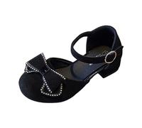 Sandali per bambini per ragazze 2026 Scarpe per bambini, Sandali con tacco spesso, Fiocco di diamante alla moda, Piccolo tacco alto Estate Comode Scarpe estive floreali, Nero , 35.5 EU