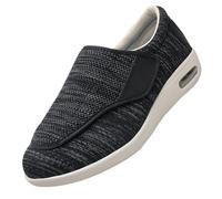 Sandali per diabetici da Uomo,Scarpe per Anziani diabetici da Artrite Gonfia Edema Ginnastica Estive in Rete Traspirante.Black Gray,40