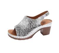 Sandali per Donne 2025 Piattaforma Grosso Muli Sandali Scivolare su Tacchi a Blocchi Scarpe ad Alto Tacco di Punta Quadrata