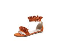Sandali per Donne di Grandi Dimensioni Sandali Piatti Estivi da Donna Scarpe da Donna Donna Una Parola abbottonatura Flat Bottom toeorange, 9.5 UK