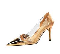 Sandali per Donne in Pelle PU Pompe da Donna con Tacchi Alti Trasparenti puntare la Punta Muli ad Alta Festa della Pompa per Matrimoni Sandali 5.5