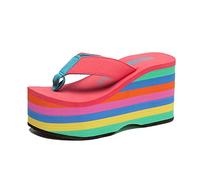 Sandali per Donne Infradito da Donna Flops Scarpe da Spiaggia Sandali a Cuneo Tacchi Super Alti Peep Toe Piattaforma frammenti Arcobaleno slipherspink Donna Estate