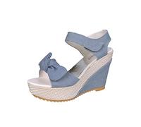 Sandali per Donne Sandali in Denim Donna Sandali Sandali Spicchi Alti Tacchi Scarpe Piattaforma Peep-Toe Woman Sandals dal Fondo 5.5 Regno Unito