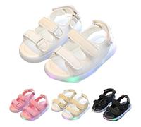Sandali per neonati con glitter aperti e larghi, con 2 cinghie, antiscivolo, leggeri, casual, per ragazzi e ragazze, scarpe da passeggio, rosa, 8 UK Child 3X-Narrow
