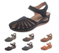 Sandali Piattaforma Donna Comodi Estate Chiuse Sandali Eleganti Vestire Pelle Scarpe Romane Punta Chiusa Retro Hollow Out Moda Sandalo Antiscivolo Zeppa Flessibile Sposa Escursioni 2025, Nero , 43 EU
