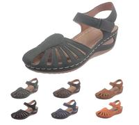 Sandali Piattaforma Donna Comodi Estate Chiuse Sandali Eleganti Vestire Pelle Scarpe Romane Punta Chiusa Retro Hollow Out Moda Sandalo Antiscivolo Zeppa Flessibile Sposa Escursioni 2025, Verde, 37 EU