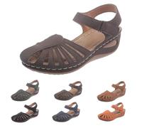 Sandali Piattaforma Donna Comodi Estate Chiuse Sandali Eleganti Vestire Pelle Scarpe Romane Punta Chiusa Retro Hollow Out Moda Sandalo Antiscivolo Zeppa Flessibile Sposa Escursioni 2025, caffè, 42 EU