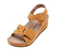 Sandali Piattaforma Donna Nudo Piattaforma Scarpe Da Spiaggia Antiscivolo Traspirante Tong Punta Aperta Boemia Pantofole Donna Primavera Estate Zeppe Con Tacco Blocco, giallo, 43 EU