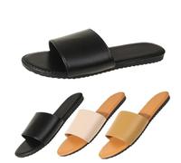 Sandali Piatti Aperti in Pelle PU da Donna, Morbidi e Comodi, con Imbottitura, da infilare in Un Unico Pezzo, Estivi, Casual, alla Moda, Leggeri, da Spiaggia, Infradito per Donna (Nero, 7,5 UK)
