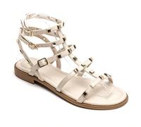 Sandali piatti con borchie quadrate - Stile gladiatore moderno La bellezza del matrimonio, la bellezza dei sandali, il design dello stile, le damigelle, le damigelle, le damigelle, le damigelle, i pie
