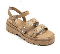 Sandali piatti con doppia fascia e fibbie in metallo Caratteristiche:Semelle plateforme con petit talon pour confortDeux brides large con anneaux metalliques DécoratifsBoucles in metallo sur chaque br