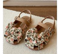 Sandali piatti con fiocco carini e dolci per ragazze, scarpe da principessa alla moda per la spiaggia, scarpe da vestire leggere e antiscivolo, adatte per matrimoni, spettacoli, feste, primavera/estat