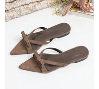 Sandali piatti con punta affusolata da donna, nuovi sandali da spiaggia versatili e morbidi per la primavera/estate 2026, sandali alla romana alla moda per donna, taglie grandi 41-42 EUR36,EUR37,EUR38