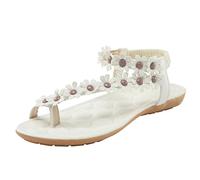 Sandali piatti da donna alla moda estivi un dito del piede 2025 Boho Comfy Beach Gladiator Primavera Perizoma Primavera 2025 Anello Floreale Carino Falt Sling Sandali Comfort Wedding Womens Dressy