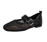Sandali piatti da donna alla moda sandali in rete eleganti sandali da balletto cinghie regolabili sandali con fibbia Mary Janes scarpe belle mocassini scarpe estive slip on scarpe da passeggio leggere
