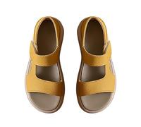 Sandali piatti da donna, comodi, con plateau, leggeri, con suola morbida, con suola in pelle, traspiranti, peep toe da trekking, alla moda, ortopedici, giallo., 40 EU
