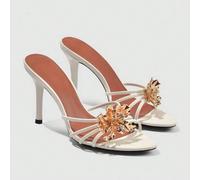 Sandali piatti da donna con decorazioni in fiori di seta, design versatile e sofisticato di alta gamma, nuovi arrivi per l'estate 2025, con tacco a spillo CN34,CN35,CN36,CN37,CN38,CN39,CN40,CN41,CN42
