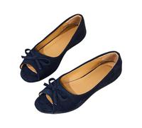 Sandali piatti da donna con fiocco, sandali senza lacci, tinta unita, sandali a punta aperta, stile retrò, scarpe estive per vacanze, scarpe leggere aperte sul retro, scarpe casual romane, scarpe da
