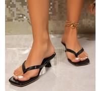 Sandali piatti da donna con punta quadrata e cinturini larghi, sandali infradito con tacco a rocchetto, versatili CN35,CN36,CN37,CN38,CN39,CN40,CN41,CN42,CN43Poliuretano