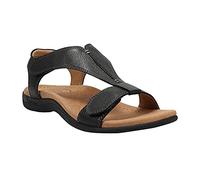 Sandali Piatti da Donna con Supporto per Arco, Comodi Sandali Correttore Ortopedico, Punta Aperta Caviglia Slingback Sandali in Pelle, Comfort Scarpe Casual da Spiaggia per Fas(Size:38EU,Color:Nero)