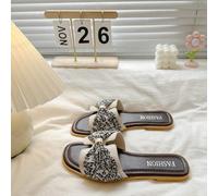 Sandali piatti da donna, decorazione fiocco stile francese, ciabatte estive da spiaggia, infradito, slide leggere e confortevoli CN36,CN37,CN38,CN39,CN40,CN41,CN42,CN43Motivo strutturato