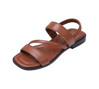 Sandali piatti da donna di ampia larghezza, sandali estivi con cinturino posteriore, da donna, quadrati, aperti sulla punta, traspiranti, con suola antiscivolo, leggeri, da spiaggia, comode, plantari