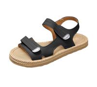 Sandali piatti da donna, estivi, comodi, per il tempo libero, grandi dimensioni, sandali da trekking, leggeri, antiscivolo, peep toe, traspiranti, per le vacanze e la spiaggia, taglia 35-46, Nero , 39