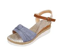 Sandali piatti da donna, estivi, con punta aperta, con zeppa, casual, piattaforma, Roma, da donna, eleganti, per il tempo libero, da spiaggia, con plateau, grigio., 39 EU
