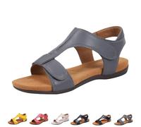 Sandali Piatti da Donna Open Toe Ortopedici Slingback Scarpe Estive Casual Comodo Sandalo da Spiaggia da Passeggio con Cinturino A T(Grey,41 EU)