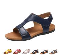 Sandali Piatti da Donna Open Toe Ortopedici Slingback Scarpe Estive Casual Comodo Sandalo da Spiaggia da Passeggio con Cinturino A T(Navy,37 EU)