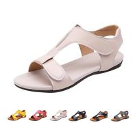 Sandali Piatti da Donna Open Toe Ortopedici Slingback Scarpe Estive Casual Comodo Sandalo da Spiaggia da Passeggio con Cinturino A T(White,38 EU)