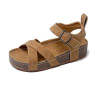 Sandali piatti da donna Open Toe Sandali da donna per l'estate 2025 Moda europea e americana Versatile Casual Suola spessa, Marrone, 39.5 EU