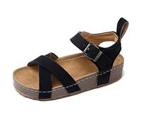 Sandali piatti da donna Open Toe Sandali da donna per l'estate 2025 Moda europea e americana Versatile Casual Suola spessa, Nero , 38.5 EU