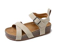 Sandali piatti da donna Open Toe Sandali da donna per l'estate 2025 Moda europea e americana Versatile Casual Suola spessa, Beige, 38.5 EU